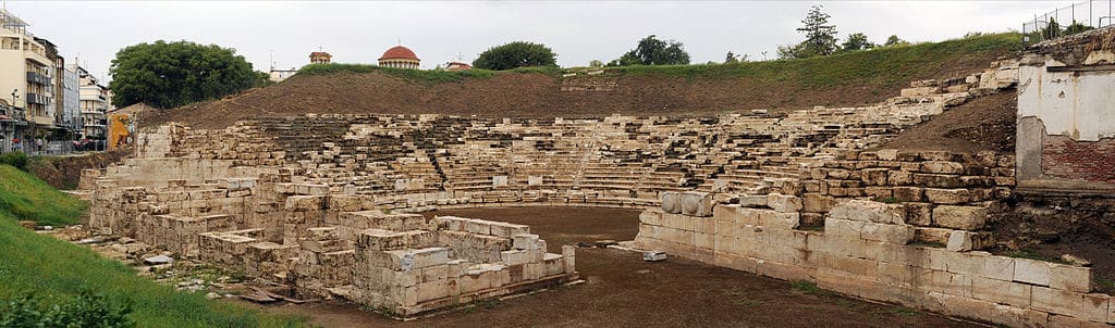 Ancient Greek theater Larissa Thessaly Greece Panorama