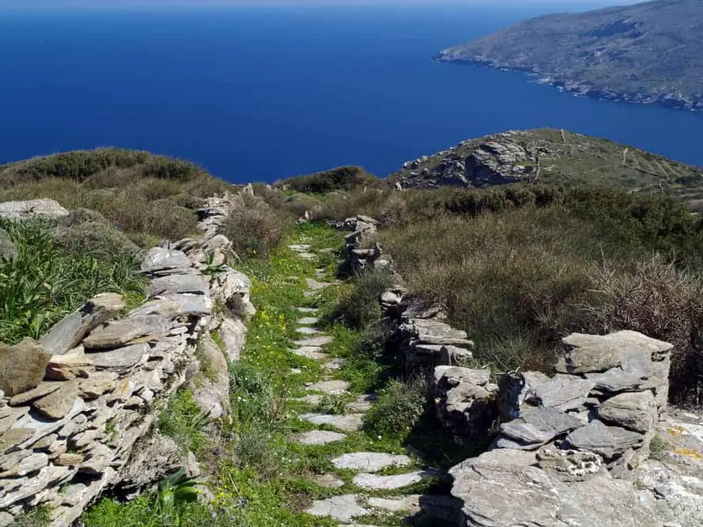 hiking andros greece