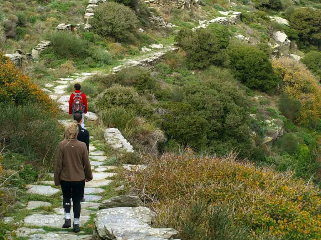 hiking andros greece