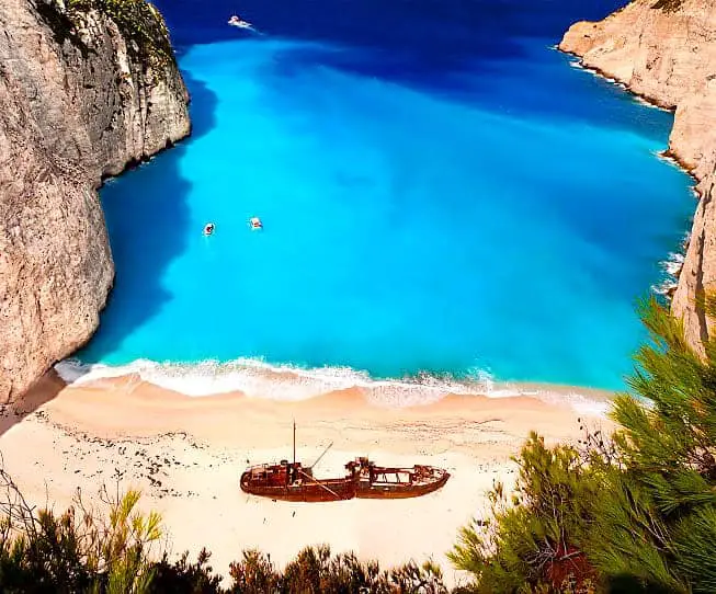 Navagio beach witha ship wreck on Zakynthos Greece