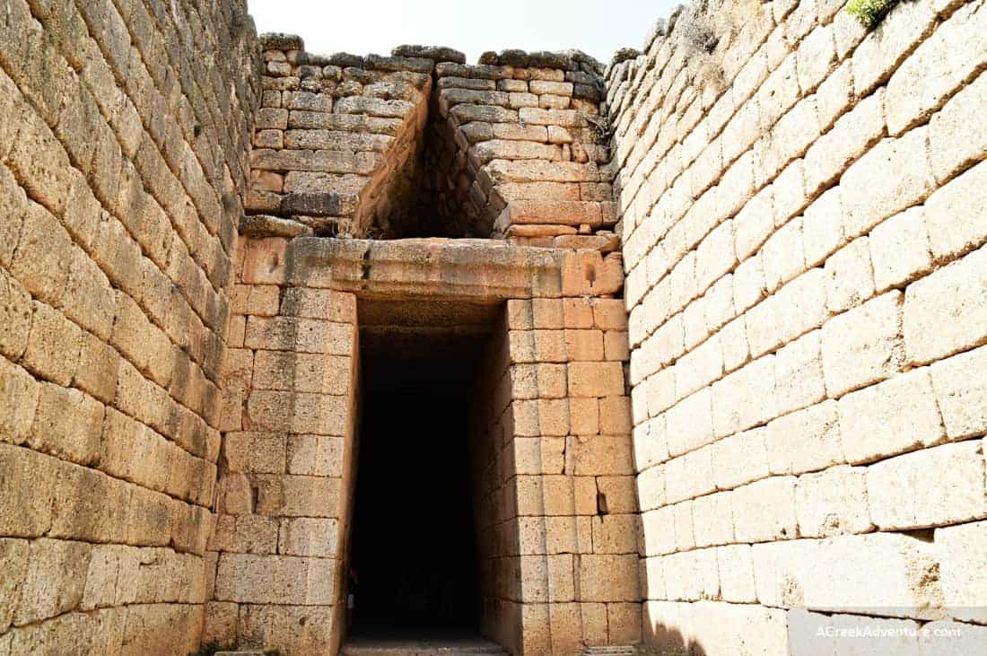 Our Ancient Mycenae Family Day Trip in Greece. The tholos tomb entrance